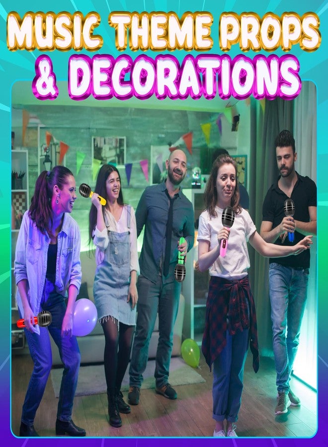Bedwina Inflatable Microphones for Parties - (Pack of 24) 10-inch Neon Colors Blow Up Microphone for Kids & Adults, Party Favors, Giveaways, DJ-Props, Photo-Booth, Birthdays, Dance, Sing, Concert Decorations - Image 3